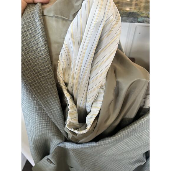 Ermenegildo Zegna 100% wool gray and green plaid Blazer sports coat Jacket 56r - Picture 8 of 8